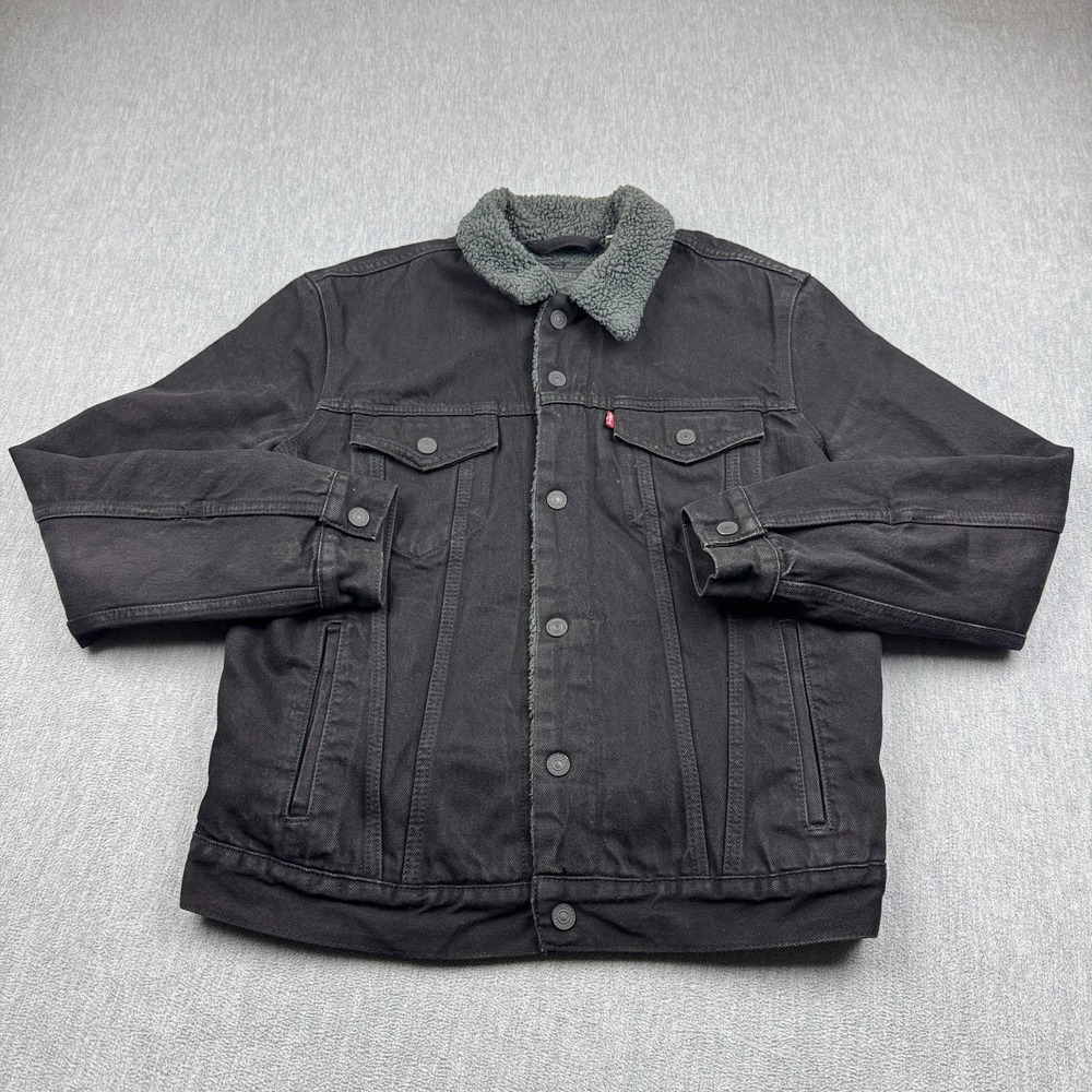 Levi's Type III Sherpa Trucker Jacket Men Medium Black Duvall Classic Snap 16365